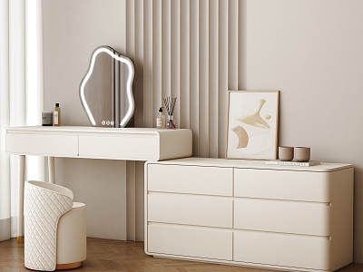 Cream wind bedroom dresser combination model