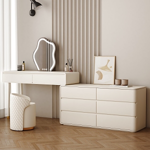 Cream wind bedroom dresser combination 3d model