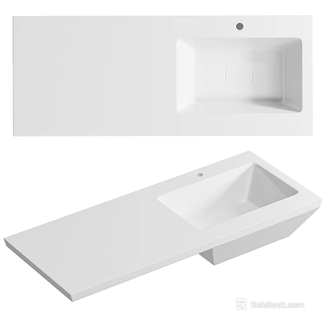Modern White Rectangular Washbasin Design With Sleek Countertop For Bathroom Vanity 3d model 