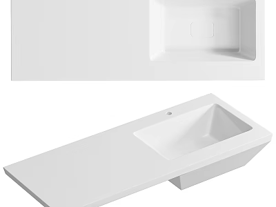 Modern White Rectangular Washbasin Design With Sleek Countertop For Bathroom Vanity 3d model