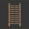 Golden Metal Ladder Like Structure With Multiple Rungs And Side Handrails