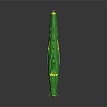 Green Cosmic Spacecraft Model With Streamlined Design And Yellow Accents For Space Exploration
