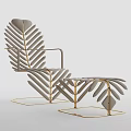Leaf Shaped Leisure Chair With Gold Metal Frame and Matching Ottoman Design