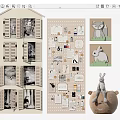 Wall Decor Featuring Pinboard With Notes Photos And Animal Prints For Home