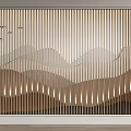 Modern Bed Background Wall With Wooden Stripes Wavy Patterns And Warm Embedded Lighting