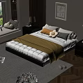 Cozy Modern Bedroom With Yellow Blanket White Quilt And Cloud Shaped Pillows