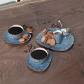 Natural Wooden Dining Table Set With Rattan Chairs And Pampas Grass Vase