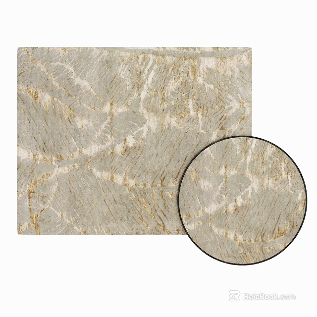 Square Area Rug With Beige And Gold Marble Pattern Detailed Texture Closeup 3d model