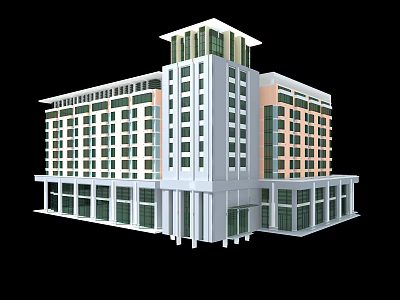 Modern Multi Story Office Building With Glass Windows And Contemporary Facade Design 3d model
