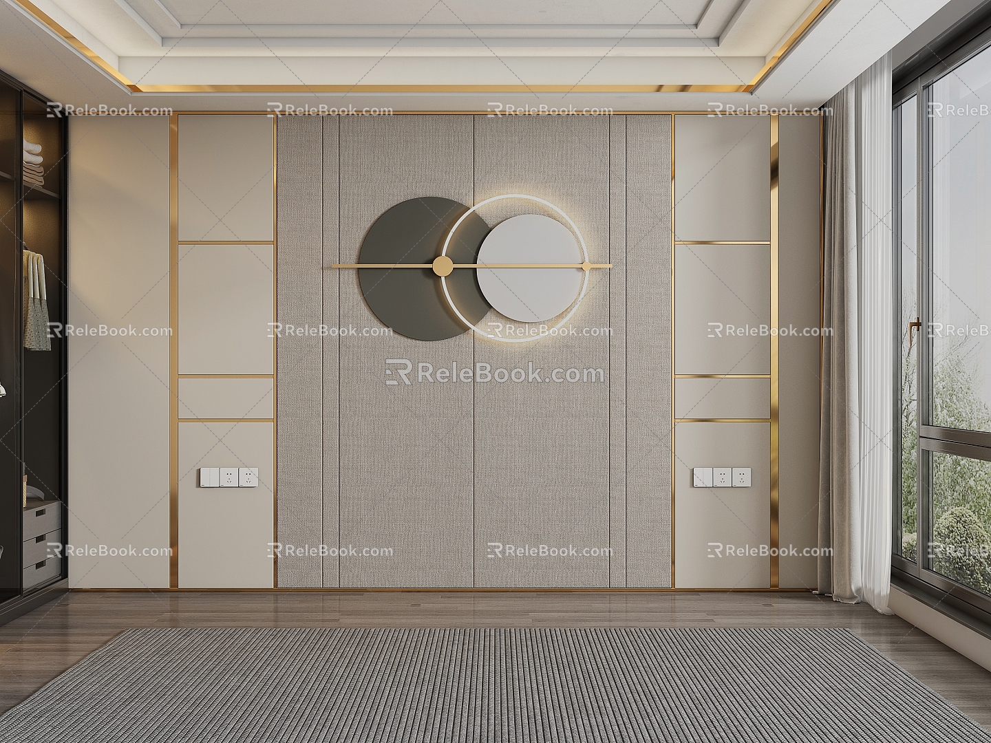 Modern bedroom background wall 3d model