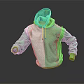 Green And White Casual Hoodie With Long Sleeve And Zip Front Design