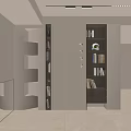 Modern Entryway Hallway Interior Design With Built in Bookshelves And Recessed Lighting