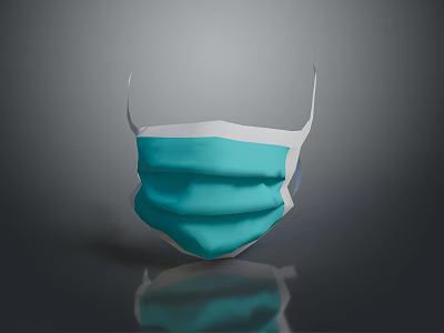 Blue And White Three Layer Protective Face Mask For Daily Use 3d model