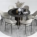 Modern Dining Table and Chair Combination Dining Table and Chair Dining Table Round Table Six-person Table Dining Chair Leisure 3d model
