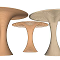 Modern Mushroom Shaped Pergola Design With Three Sizes And Spiral Wooden Texture