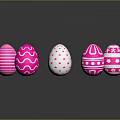Cute Easter Bunny With Pink Patterned Eggs On Reflective Black Surface 3d model