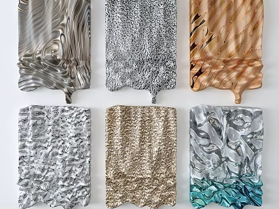 Stylish Wall Decorations With Diverse Flowing Textures And Metallic Color Patterns 3d model