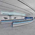 Modern High Tech Control Room With Curved Consoles And Screens 3d model