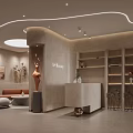 Modern Beauty Hair Salon Interior With Reception Desk Sofa And Decorative Sculptures