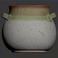Decorative Ceramic Vase With Two Handles White Pink Green Gradient Speckled Surface 3d model