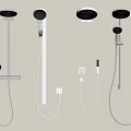 Modern Wall Mounted Shower Systems with Rain Shower Heads Handheld Sprays and Control Knobs 3d model