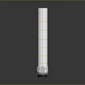 White Cylindrical Filter Cartridge With Yellow Stripes And Bottom Base