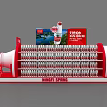 Red Megaphone Shaped Display Stand With Bottled Natural Drinking Water 3d model