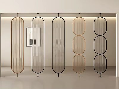 Modern Interior Room Dividers With Gold Black Frames And Geometric Mesh Design 3d model