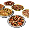 Assorted Pizzas with Pepperoni Vegetables Olives and Various Toppings Different Flavors