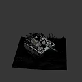 Military Tank With Cannon On Snow Covered Muddy Ground And Dry Grass