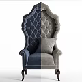 Elegant Tufted Armchairs Blue And Gray With Stitched Details And Wooden Legs