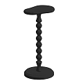 Black Classic Side Table With Round Top And Beaded Column Base 3d model
