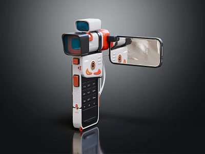 Handheld Mobile Phone Camera Accessory With Multiple Lenses And Display Screen 3d model