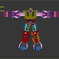 Blue Mechanical Robot With Outstretched Arms And Shiny Metal Armor Standing Pose