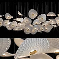 Elegant Modern Petal Shaped Chandelier Featuring White And Gold Decorative Lights
