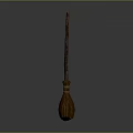 Vintage Handmade Broom Featuring Wooden Handle And Woven Straw Bristles