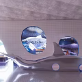 Cultural Center Marine Life Exhibition With Large Fish Model And Digital Display Screens