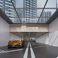 Modern Luxury Residential Underground Parking Lot With Glass Skylight Entrance For Smooth Vehicle Entry Experience