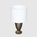 Elegant Table Lamp With White Lampshade And Metallic Vertical Striped Base 3d model