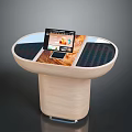 Modern Wooden Table With Oval Top Solar Panel Sections And Touchscreen