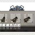 Mecha Energy Supply Station With Containers Dinosaur Murals And Vintage Car On Top
