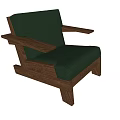 Modern Minimalist Single Sofa With Green Cushion And Wooden Frame Armrest