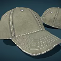 Khaki Canvas Baseball Cap With Stitching Detail Adjustable Strap And Classic Brim Design
