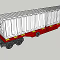 Two Section White Container Freight Function Vehicle With Red Chassis And Wheels For Cargo Transportation