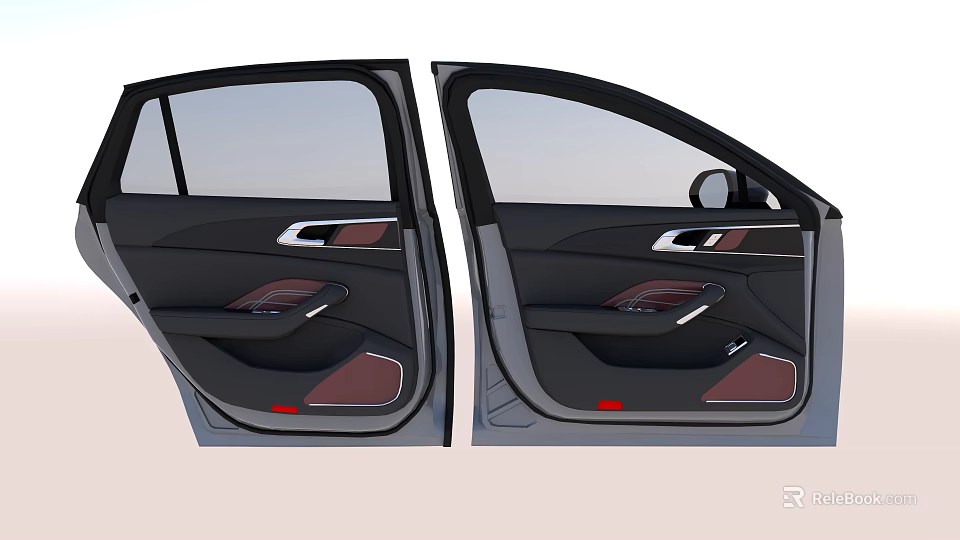 Car Door Interior With Black Red Trim Seat Panels And Door Handles Design 3d model 