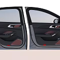 Car Door Interior With Black Red Trim Seat Panels And Door Handles Design