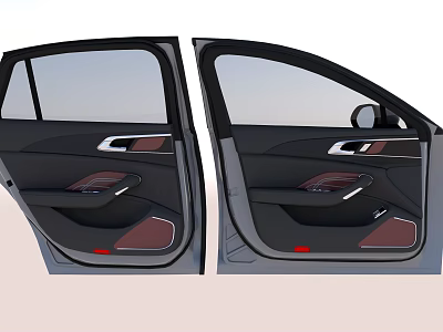 Car Door Interior With Black Red Trim Seat Panels And Door Handles Design 3d model