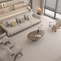 Elegant Modern Living Room Sofa Coffee Table Set With Comfortable Chairs Window View And Rug