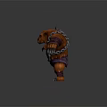 Game Movie Bear Warrior Character With Orange Fur Spiked Shoulder Armor Chain And Sharp Claws