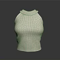 Cream Colored High Neck Sleeveless Knitted Top With Fine Texture And Slim Tailoring